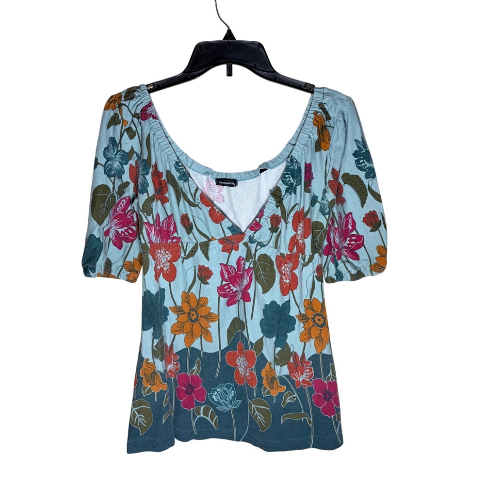 Vintage Eyeshadow Floral Milkmaid Babydoll Top Fairycore Puff Sleeve Y2K L